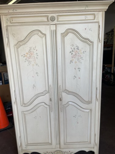 White floral painted door - white,