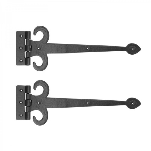 Black wrought iron door strap - black,